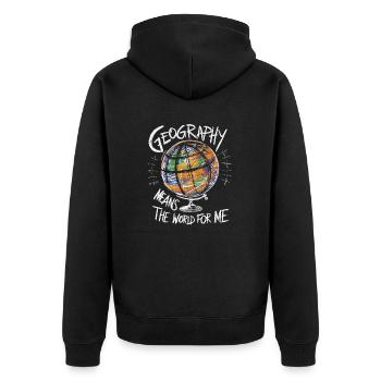 Geography is my world - Unisex Premium Organic Zip Hoodie - black - Back - Nico (187cm)