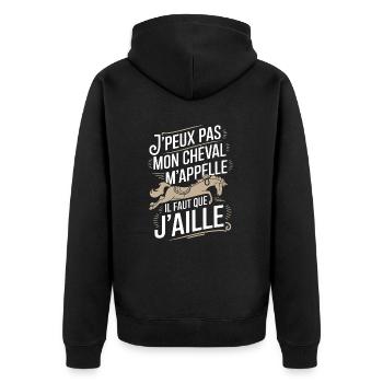 J'peux pas j'ai cheval - Veste à capuche bio Premium Unisexe - noir - Dos - Nico (187cm)