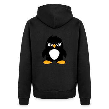 Pinguin guckt ernst böse gefährlicher cooler Blick - Unisex Premium Organic Zip Hoodie - black - Back - Nico (187cm)