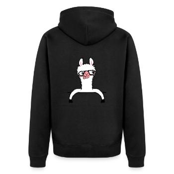 Llama Nerd Geek Lunettes à monture de corne Smart Funny Grimace - Veste à capuche bio Premium Unisexe - noir - Dos - Nico (187cm)