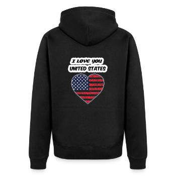 T-shirt I LOVE YOU UNITED STATES 2025 - Veste à capuche bio Premium Unisexe - noir - Dos - Nico (187cm)
