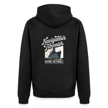 Navigateur Timonier Marine Nationale - Veste à capuche bio Premium Unisexe - noir - Dos - Nico (187cm)