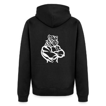 tiger - Unisex Premium Bio Zip Hoodie - Schwarz - Hinten - Nico (187cm)