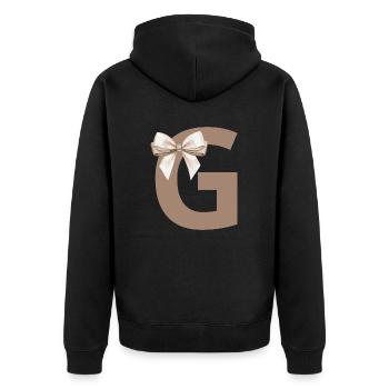 Buchstabe G Knoten - Unisex Premium Bio Zip Hoodie - Schwarz - Hinten - Nico (187cm)
