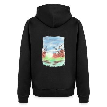 Beach/dune blue/green tones (pastel chalk) - Unisex Premium Organic Zip Hoodie - black - Back - Nico (187cm)
