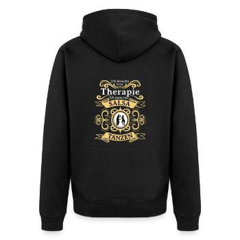 Ich brauch keine Therapie, ich muß nur Salsa tanze - Unisex Premium Bio Zip Hoodie - Schwarz - Hinten - Nico (187cm)
