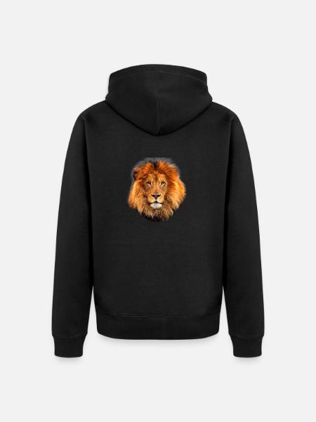 Löwe - Unisex Premium Bio Zip Hoodie - Schwarz
