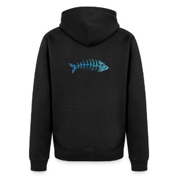 Fisch Gräten Fischskelett Fischgräten Kritzelei - Unisex Premium Bio Zip Hoodie - Schwarz - Hinten - Nico (187cm)