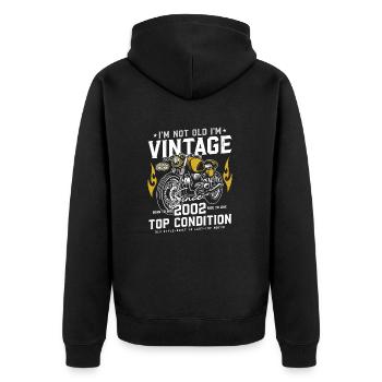 2002 Vintage Birthday Vintage Retro Motorcycle - Unisex Premium Organic Zip Hoodie - black - Back - Nico (187cm)