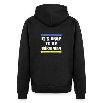 free ukraine slava ukraini zelenskyi ukrainian - Unisex Premium Organic Zip Hoodie - black - Back - Nico (187cm)