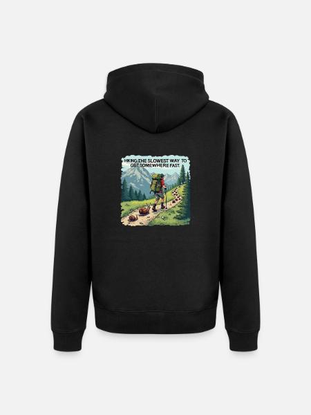 Wandelen in de bergen grappig shirt voor wandelaars - Uniseks Premium bio ziphoodie - zwart