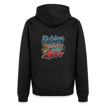 Fischen - Die beste Ausrede für ein Bier - Unisex Premium Bio Zip Hoodie - Schwarz - Hinten - Nico (187cm)