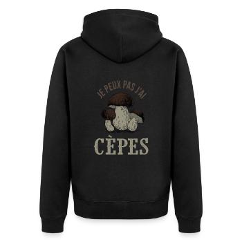 champignon je peux pas j ai cèpes champignons cèpe - Veste à capuche bio Premium Unisexe - noir - Dos - Nico (187cm)