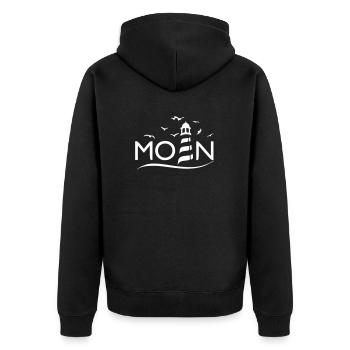 Moin - Unisex Premium Bio Zip Hoodie - Schwarz - Hinten - Nico (187cm)