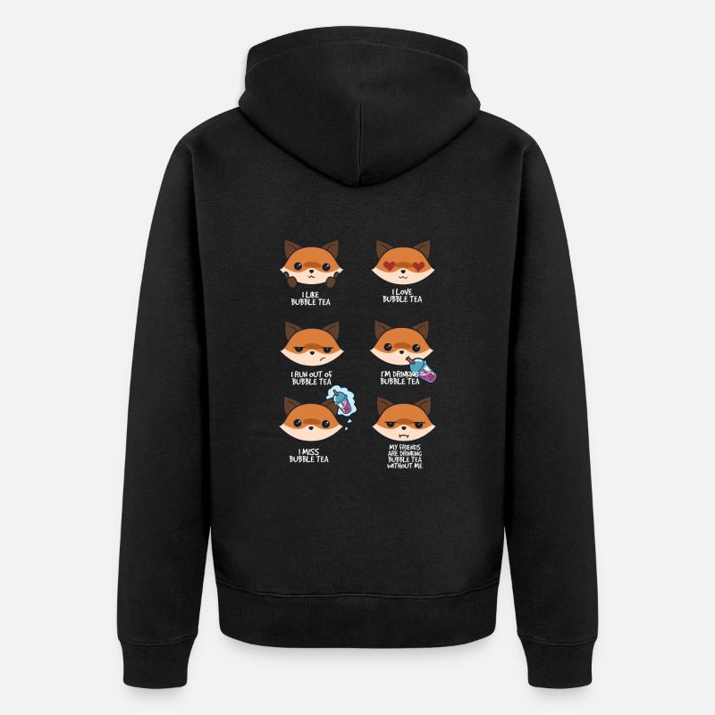Fuchs und Bubble Tea - Unisex Premium Bio Zip Hoodie - Schwarz