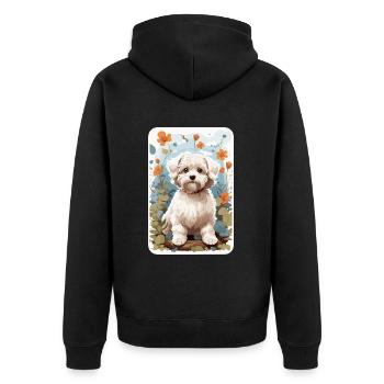 Bichon Havanais, Bichon Havenese, Dog in Natuen - Unisex Premium Organic Zip Hoodie - black - Back - Nico (187cm)