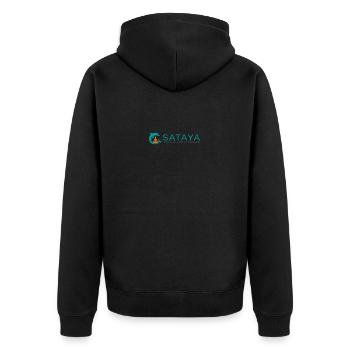 SATAYA - Delfine - Unisex Premium Bio Zip Hoodie - Schwarz - Hinten - Nico (187cm)