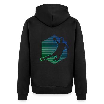 Joueurs de handball masculins Handballeurs Joueurs de handball - Veste à capuche bio Premium Unisexe - noir - Dos - Nico (187cm)