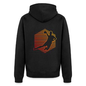 Handball players Handball Handball handball handball - Unisex Premium Organic Zip Hoodie - black - Back - Nico (187cm)