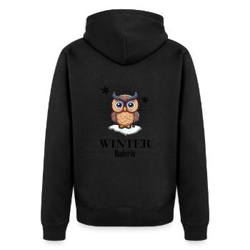 Winterbaden Winterbaderin Winterschwimmen - Unisex Premium Bio Zip Hoodie - Schwarz - Hinten - Nico (187cm)