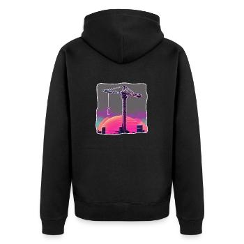 Kran / Baustelle / Seilwinde / Kransystem - Unisex Premium Bio Zip Hoodie - Schwarz - Hinten - Nico (187cm)