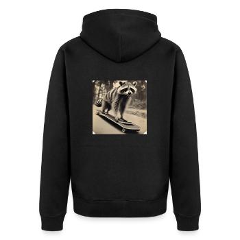 Waschbär / Tier / Foto / Wild / lustig / Räuber - Unisex Premium Bio Zip Hoodie - Schwarz - Hinten - Nico (187cm)