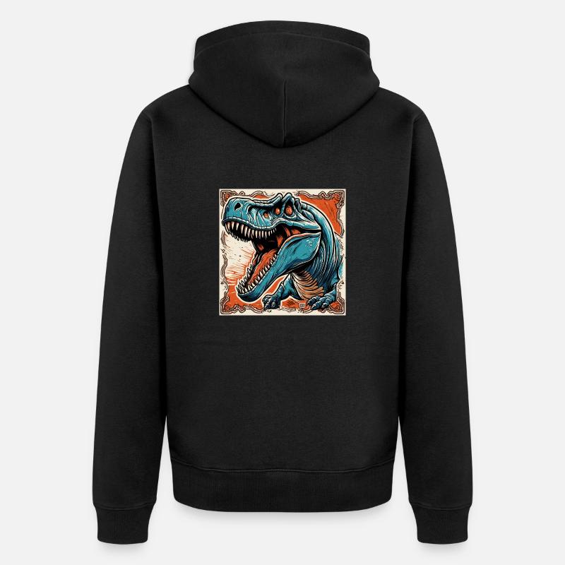 Dinosaurier / Tier / Urzeit / Reptil / Jungs - Unisex Premium Bio Zip Hoodie - Schwarz