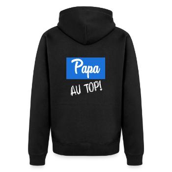 DAD. FATHER'S DAY. HAPPY FATHER'S DAY. HAPPY BIRTHDAY. - Unisex Premium Organic Zip Hoodie - black - Back - Nico (187cm)