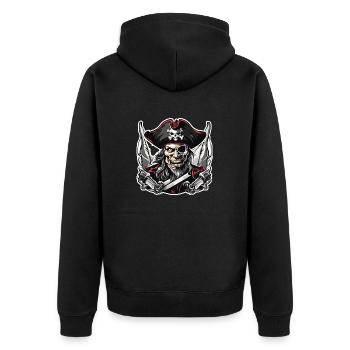 Pirate / Ahoy / Anchor / Captain / Skull / Rum - Unisex Premium Organic Zip Hoodie - black - Back - Nico (187cm)