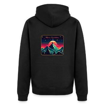 Père Noël sur la montagne avec ciel étoilé - Veste à capuche bio Premium Unisexe - noir - Dos - Nico (187cm)