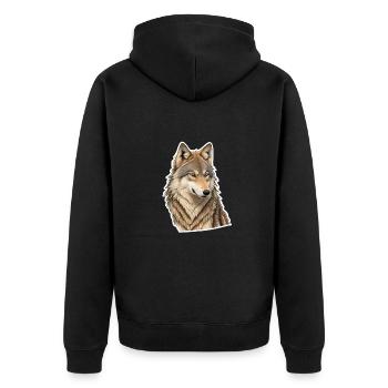 Wolf - Unisex Premium Bio Zip Hoodie - Schwarz - Hinten - Nico (187cm)