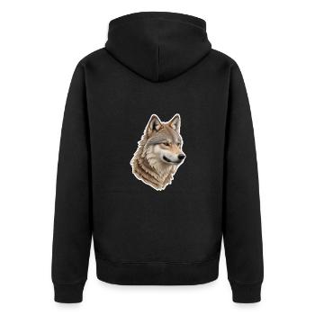 Wolf - Unisex Premium Organic Zip Hoodie - black - Back - Nico (187cm)