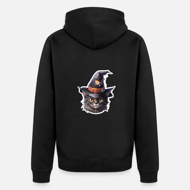 Chat d’Halloween - Veste à capuche bio Premium Unisexe - noir