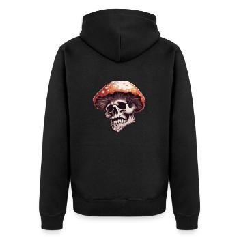 Mushroom / Mushroom / Meadow / Forest / Goa / Psy - Unisex Premium Organic Zip Hoodie - black - Back - Nico (187cm)