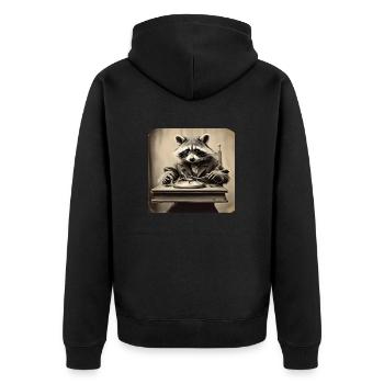 Waschbär / Tier / Foto / Wild / lustig / Räuber - Unisex Premium Bio Zip Hoodie - Schwarz - Hinten - Nico (187cm)