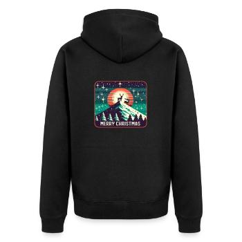 Frohe Weihnachten Rentiere auf der Bergspitze - Unisex Premium Bio Zip Hoodie - Schwarz - Hinten - Nico (187cm)