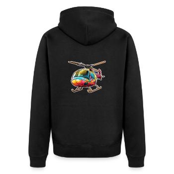 Helikopter / Hubschrauber / fliegen / Luftfahrt - Unisex Premium Bio Zip Hoodie - Schwarz - Hinten - Nico (187cm)