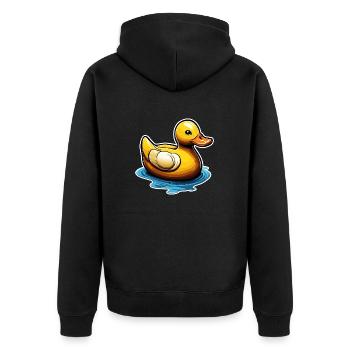 Gummiente / Badeente / Wasser / Badewanne - Unisex Premium Bio Zip Hoodie - Schwarz - Hinten - Nico (187cm)