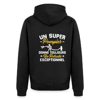 Super pompier donne toujours retraité exceptionnel - Veste à capuche bio Premium Unisexe - noir - Dos - Nico (187cm)