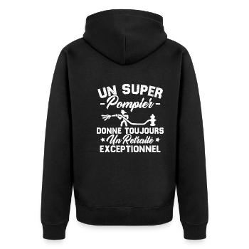 Super pompier donne toujours retraité exceptionnel - Veste à capuche bio Premium Unisexe - noir - Dos - Nico (187cm)