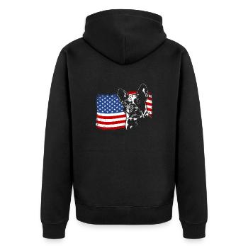 Bouledogue Français Amérique Flag Chiens Wilsigns - Veste à capuche bio Premium Unisexe - noir - Dos - Nico (187cm)