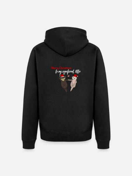 Süße Weihnachtsotter / Weihnachtsmotiv Otter - Unisex Premium Bio Zip Hoodie - Schwarz