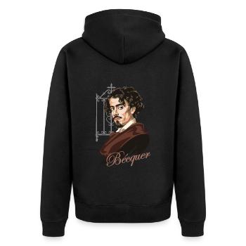 Gustavo Adolfo Bécquer - Unisex Premium Bio Zip Hoodie - Schwarz - Hinten - Nico (187cm)