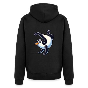 Pingouin Équilibre sur les mains Mignon Comique Gymnastique - Veste à capuche bio Premium Unisexe - noir - Dos - Nico (187cm)