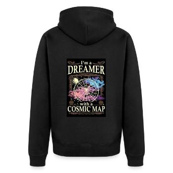 I am a Dreamer - Unisex Premium Organic Zip Hoodie - black - Back - Nico (187cm)