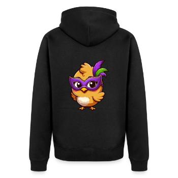 Mardi Gras Chick Cute Hen Cartoon Design - Unisex Premium Organic Zip Hoodie - black - Back - Nico (187cm)