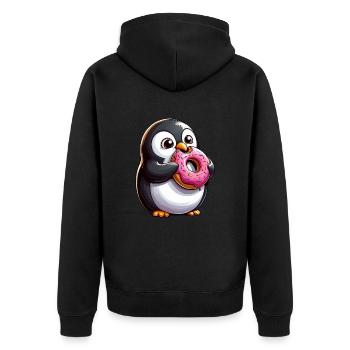 Mignon pingouin beignet dessin animé Crazy Candy - Veste à capuche bio Premium Unisexe - noir - Dos - Nico (187cm)