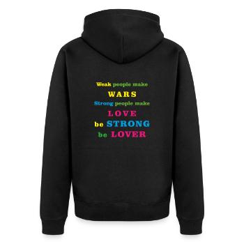 Freund Freundin - Unisex Premium Bio Zip Hoodie - Schwarz - Hinten - Nico (187cm)