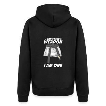 Kampfsport Karate MMA Taekwondo Ju-Jutsu Spruch - Unisex Premium Bio Zip Hoodie - Schwarz - Hinten - Nico (187cm)