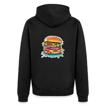 Burgers / Fast Food / Food / Buns / Beef - Unisex Premium Organic Zip Hoodie - black - Back - Nico (187cm)
